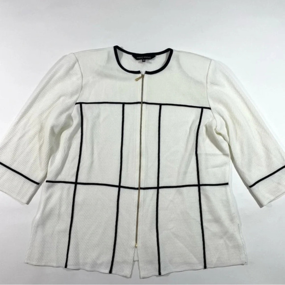 Ming Wang Knit Zip Cardigan 3/4 Sleeve - Picture 1 of 7